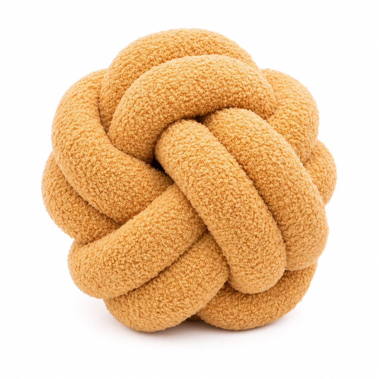 Knotenkissen 30 cm Bouclé Stoff Senfgelb Dekokissen