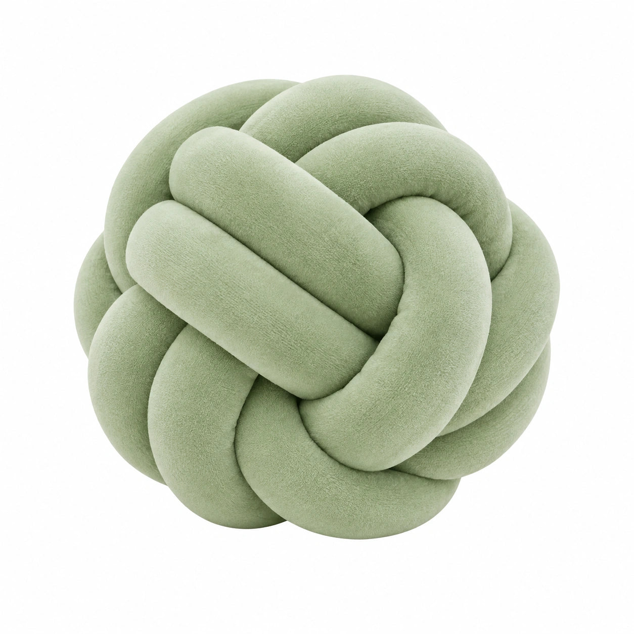 Knotenkissen 30 cm aus weichem Textil in Salbeigrün - dekoratives Sofakissen