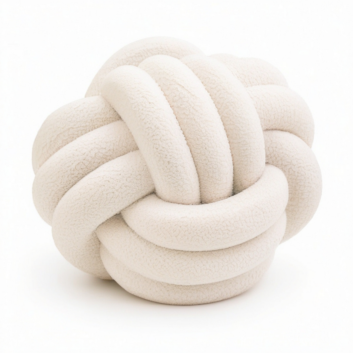 Knotenkissen 30 cm Creme Teddyplüsch dekoratives Sofakissen