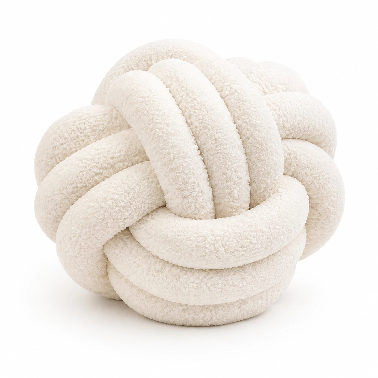 Knotenkissen 30 cm Creme Teddyplüsch dekoratives Sofakissen
