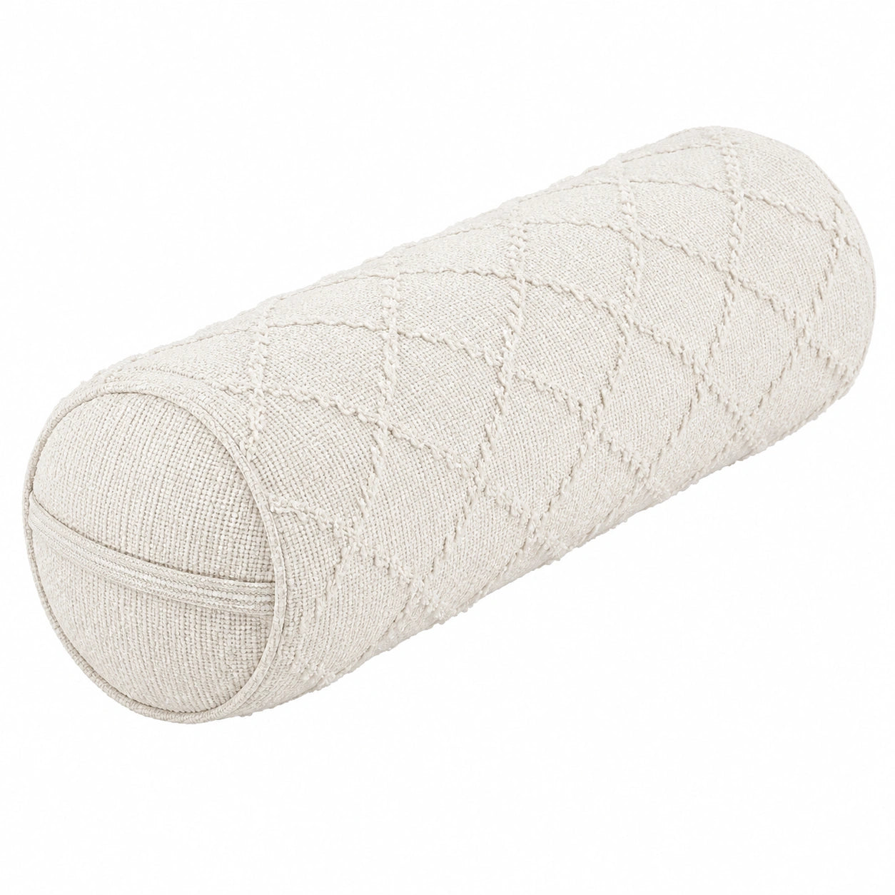 Nackenrolle 18 x 45 cm aus Textil in Creme mit Strukturmuster