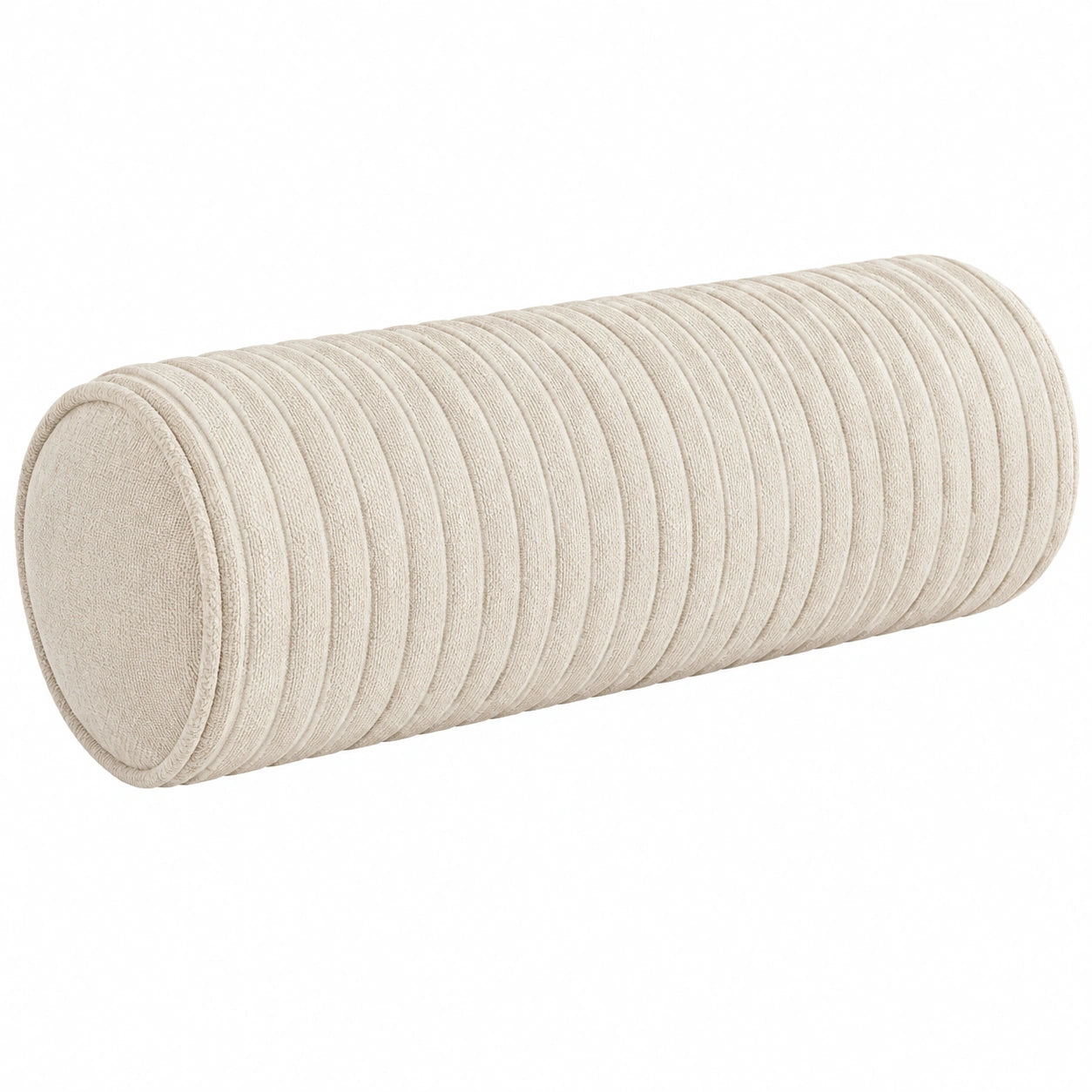 Nackenrolle 20 x 50 cm aus Polyester in Creme mit gerippter Oberfläche
