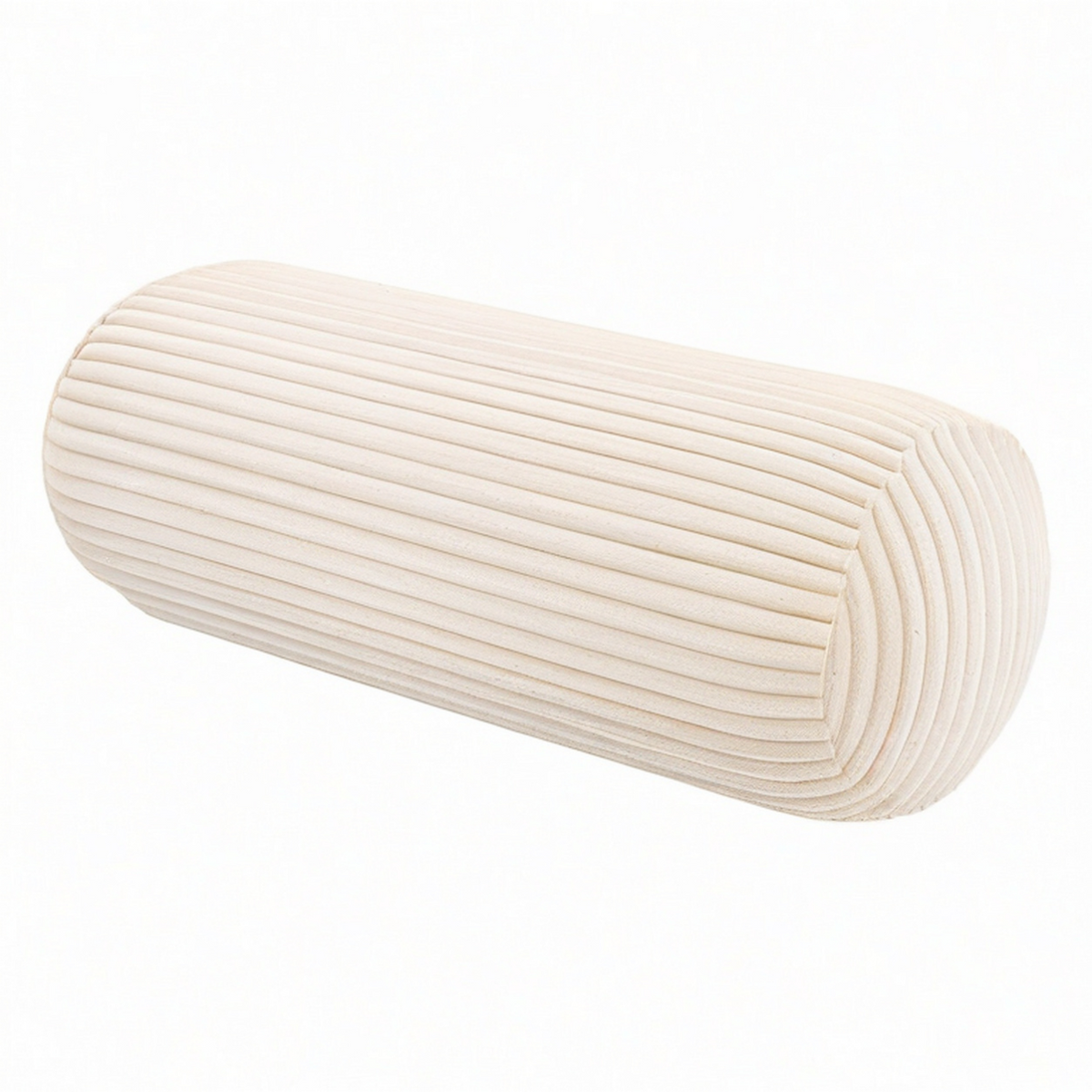 Nackenrolle 20 x 60 cm aus geripptem Textil Creme für Wohnbereich