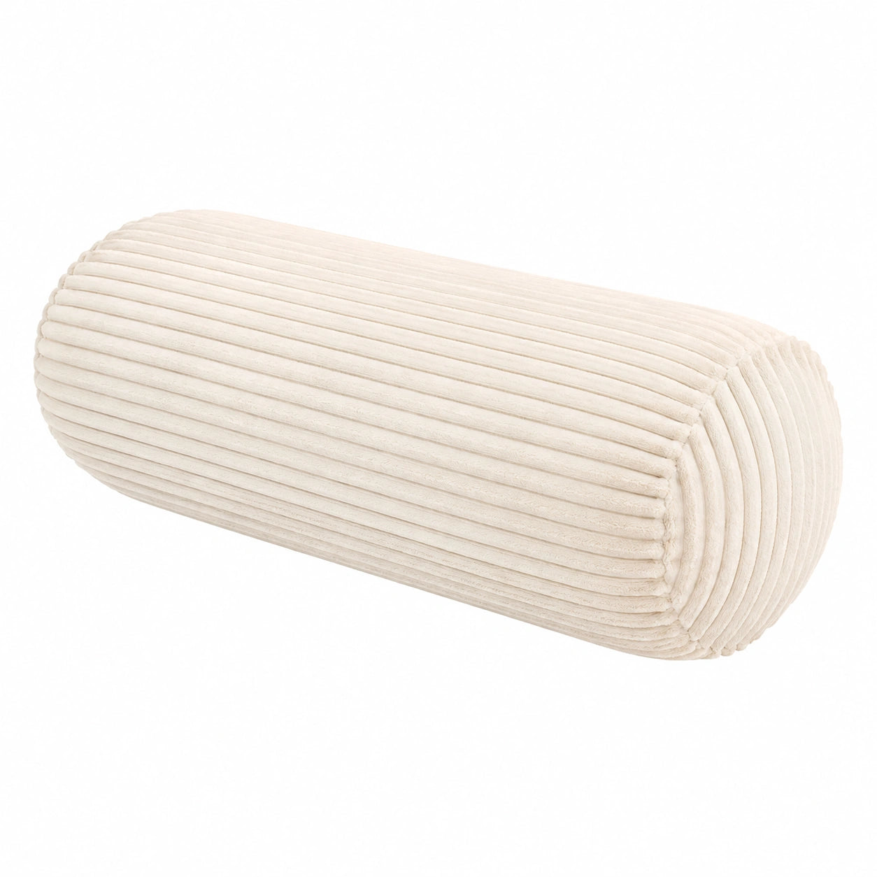 Nackenrolle 20 x 60 cm aus geripptem Textil Creme für Wohnbereich