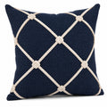 Zierkissen 45 x 45 cm Dunkelblau Creme Textil mit Seilraster