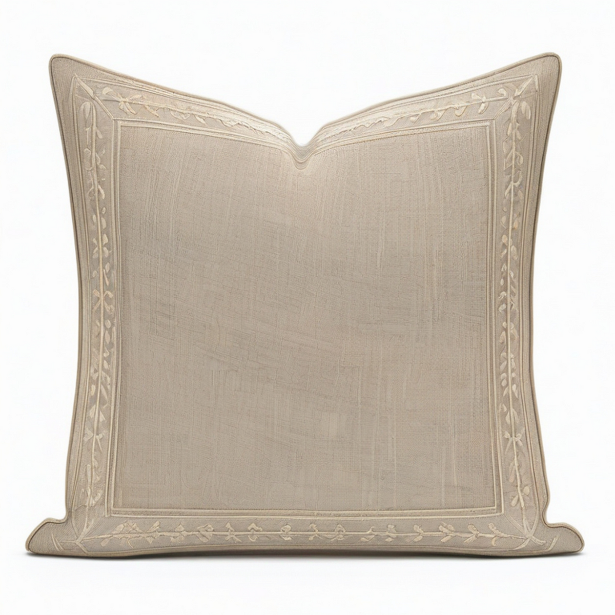Dekokissen 50 x 50 cm Textil Beige mit Stickerei