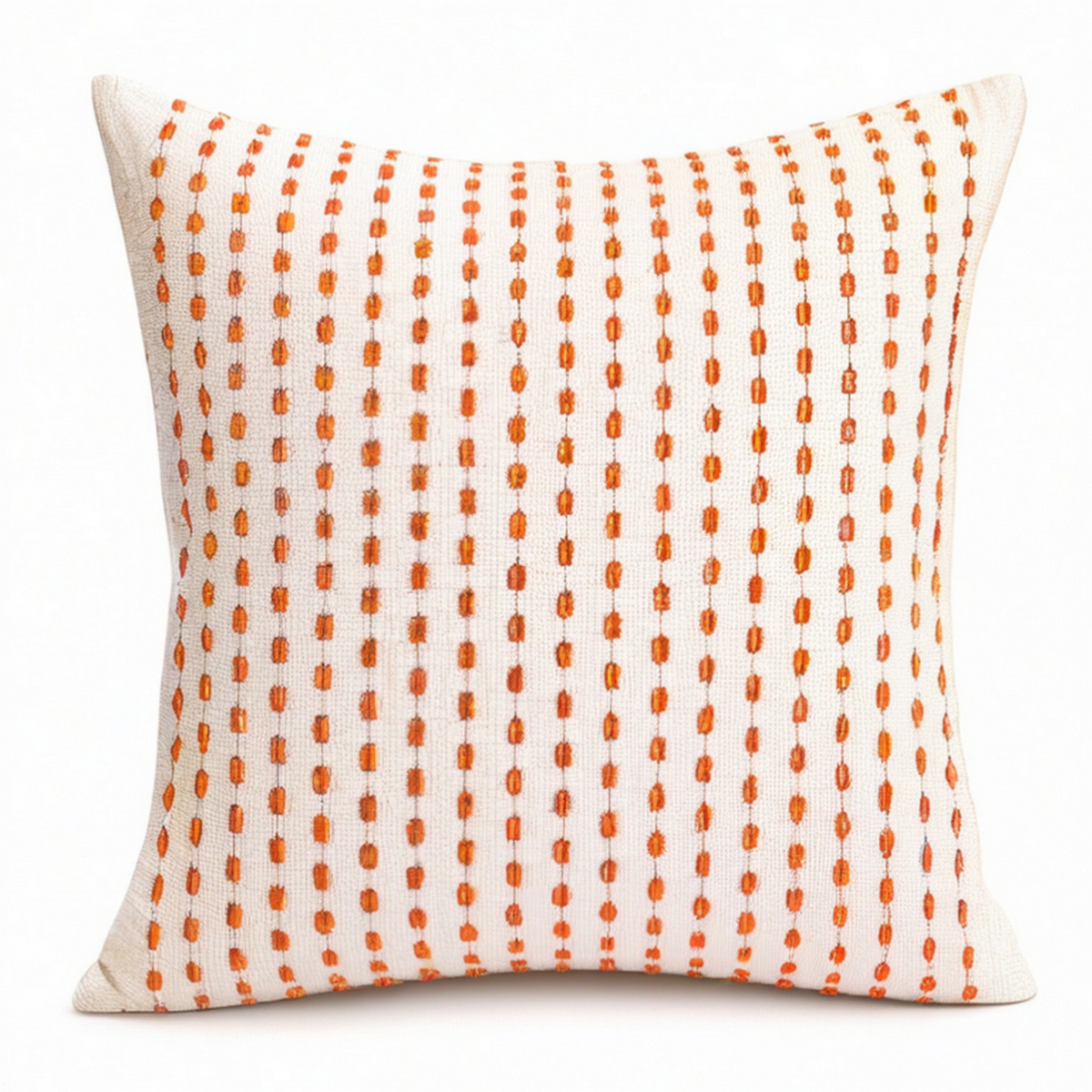 Dekokissen 45 x 45 cm Creme Orange textilbezogen gestreift