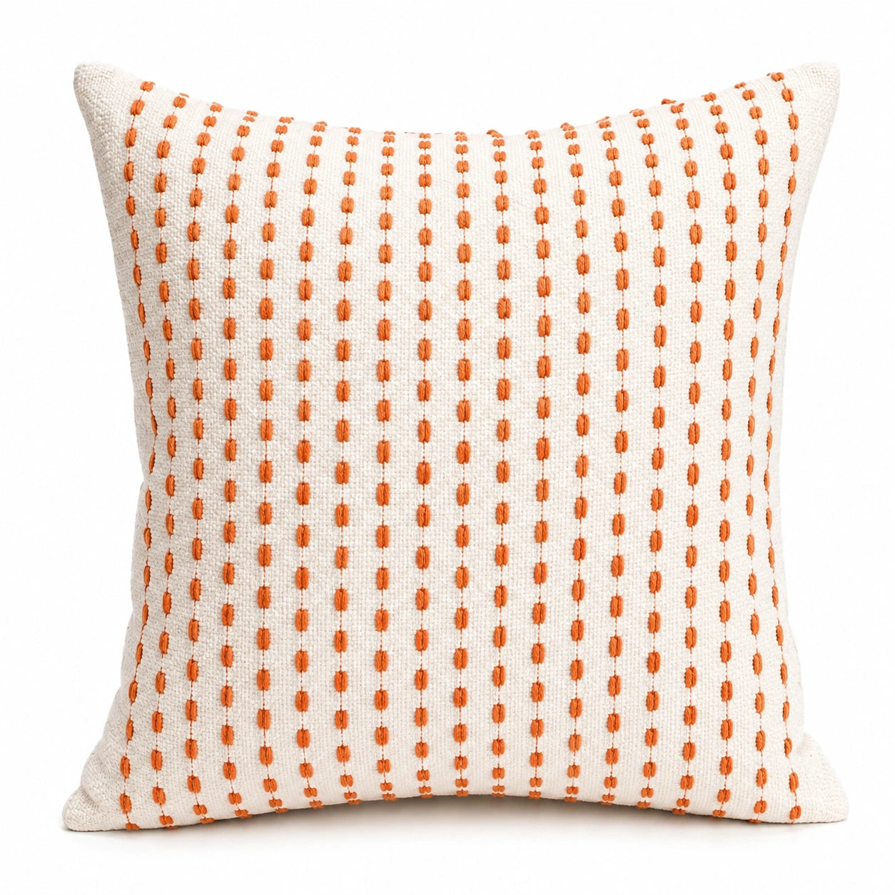 Dekokissen 45 x 45 cm Creme Orange textilbezogen gestreift