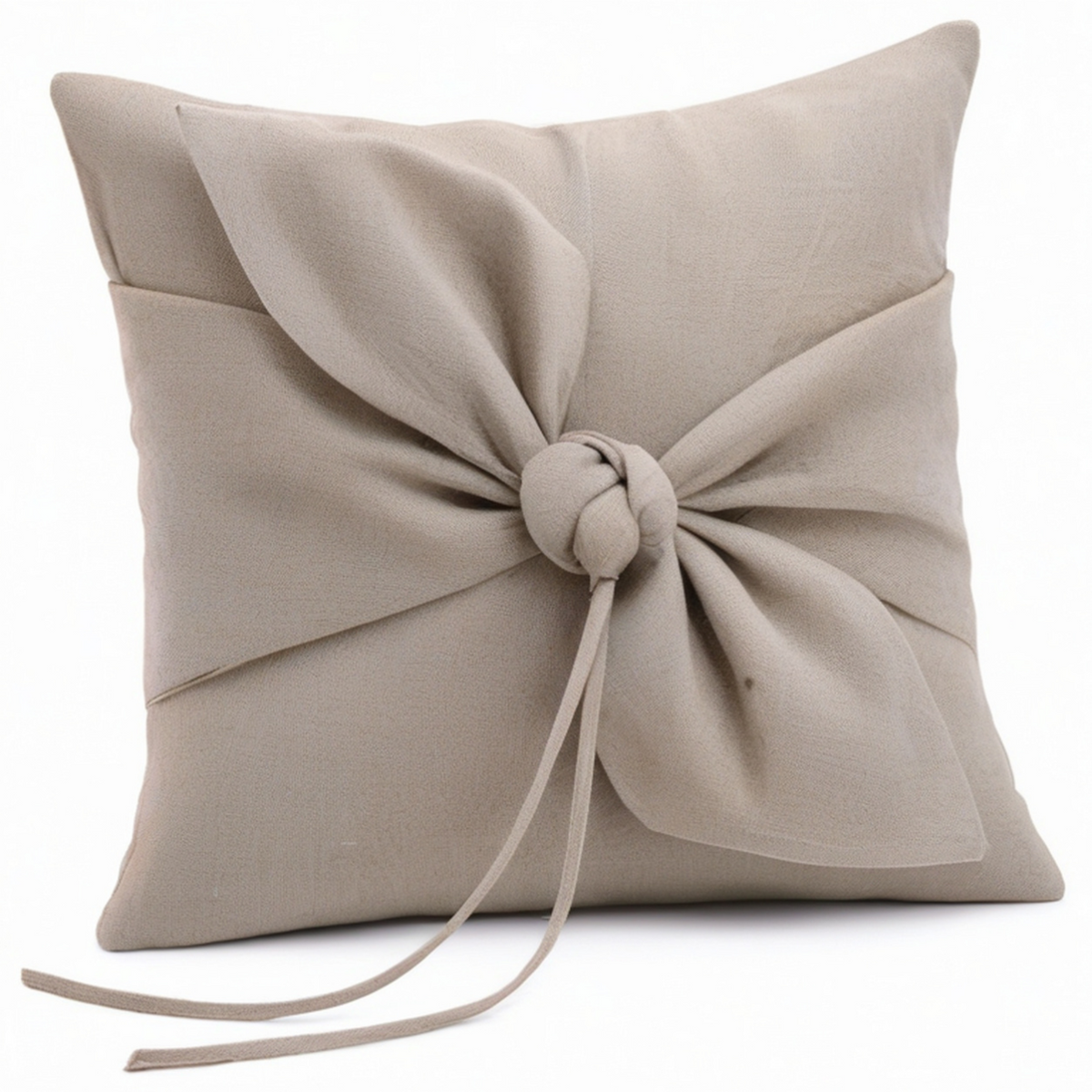 Zierkissen 45 x 45 cm Polyester Beige mit Schleife für Sofa und Bett