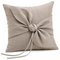 Zierkissen 45 x 45 cm Polyester Beige mit Schleife für Sofa und Bett