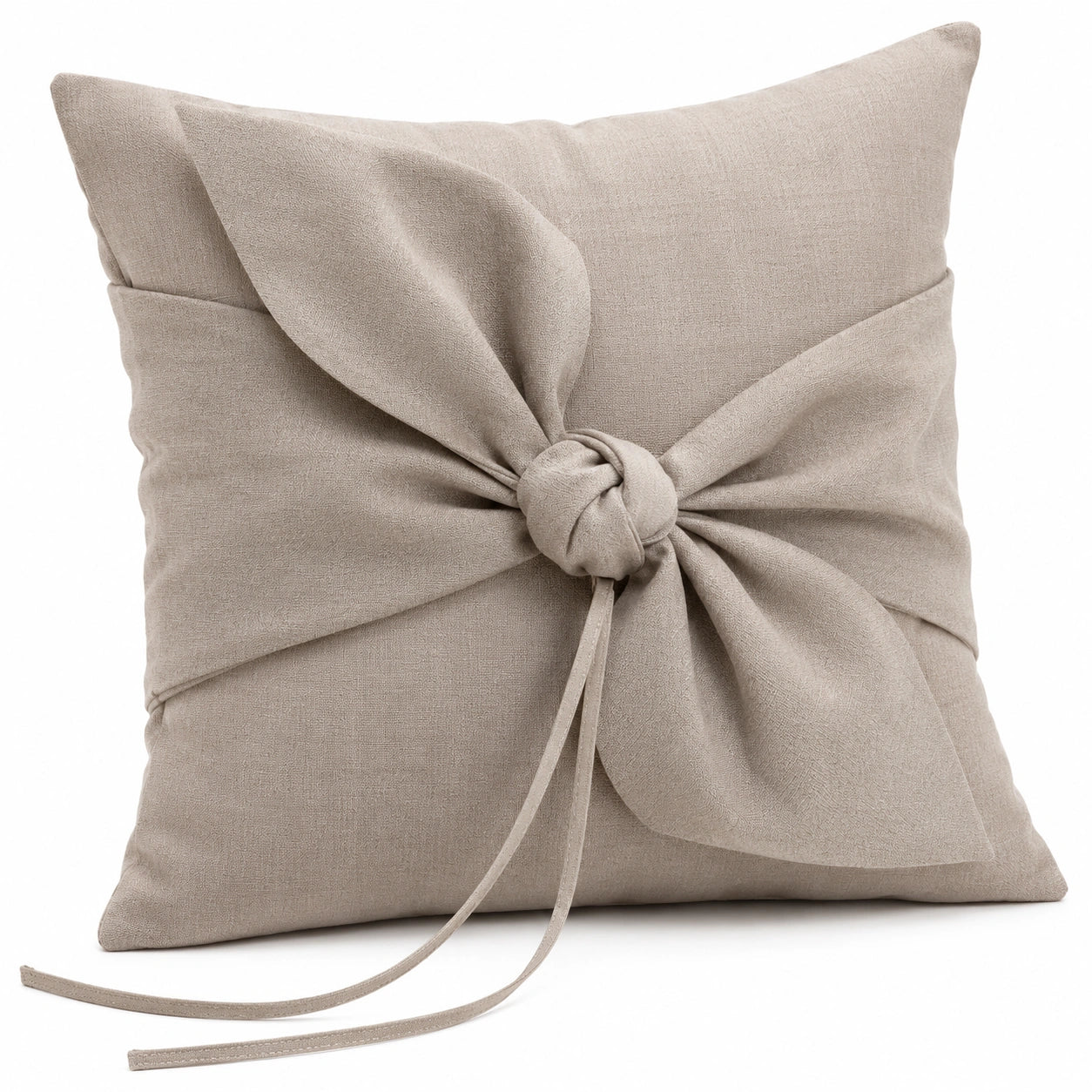 Zierkissen 45 x 45 cm Polyester Beige mit Schleife für Sofa und Bett