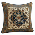 Textil Dekokissen 45 x 45 cm Blau Creme mit floralem Ornamentmuster
