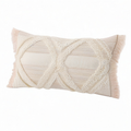 Dekokissen 50 x 30 cm Creme Textil mit Fransen und Strukturmuster