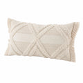 Dekokissen 50 x 30 cm Creme Textil mit Fransen und Strukturmuster