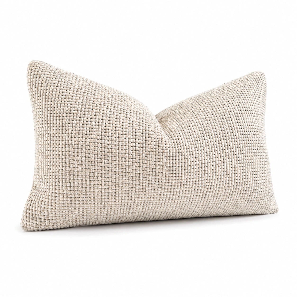 Dekokissen 50 x 30 cm Baumwollmischgewebe Beige strukturiert 2er Set