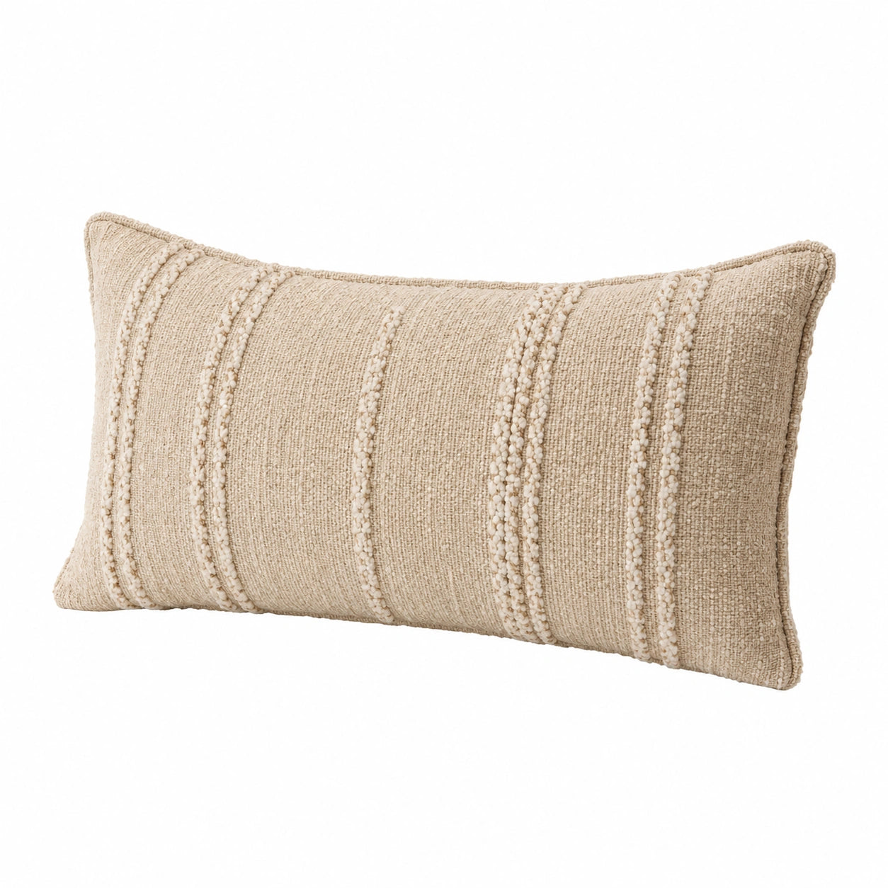 Dekokissen 50 x 30 cm Textil Beige für Wohnräume mit Strukturmuster