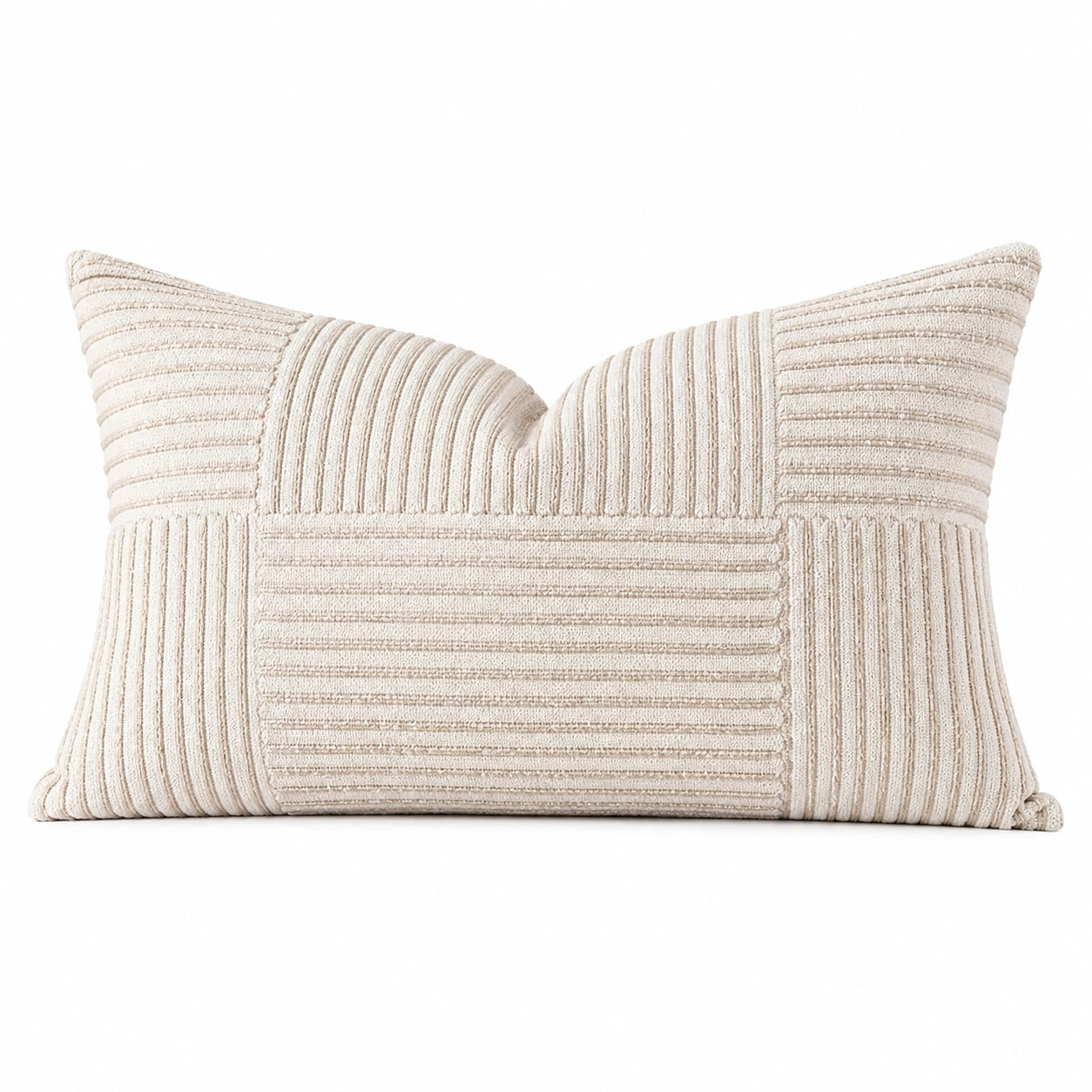 Dekokissen 50 x 30 cm Textil Creme gerippt für Wohnräume