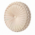 Rundes Dekokissen 45 cm in Beige mit geflochtener Samtoptik