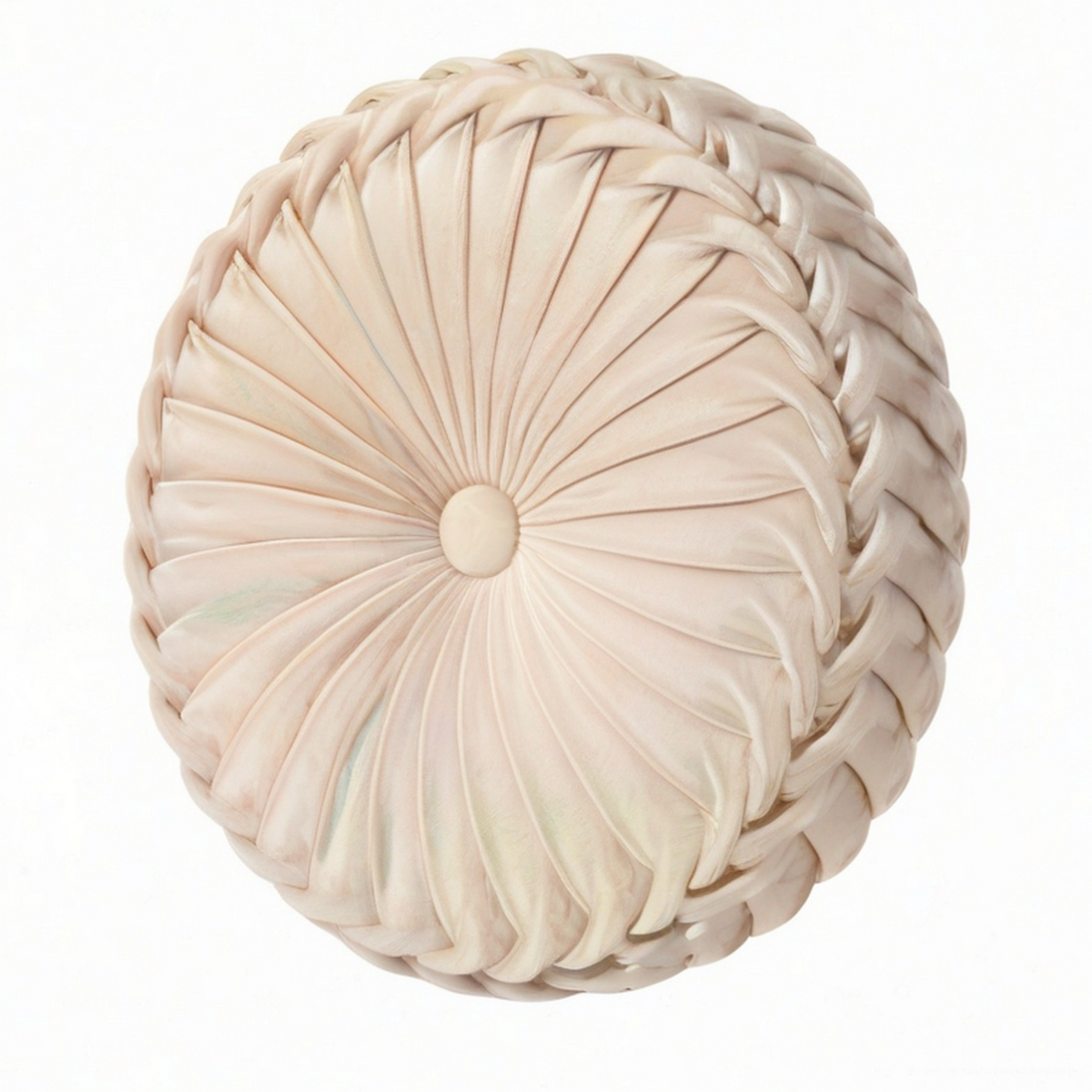 Rundes Dekokissen 45 cm in Beige mit geflochtener Samtoptik