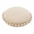 Rundes Dekokissen 40 cm aus Polyester in Beige mit Bommelrand