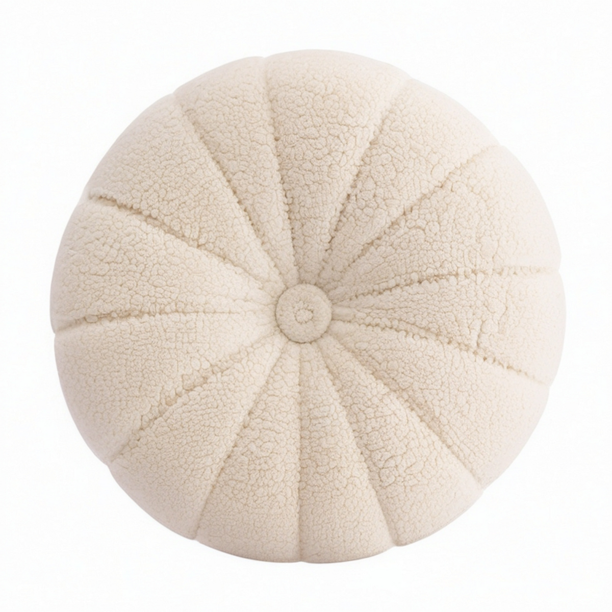 Rundes Zierkissen 45 cm Creme Bouclé Stoff für Sofa und Bett