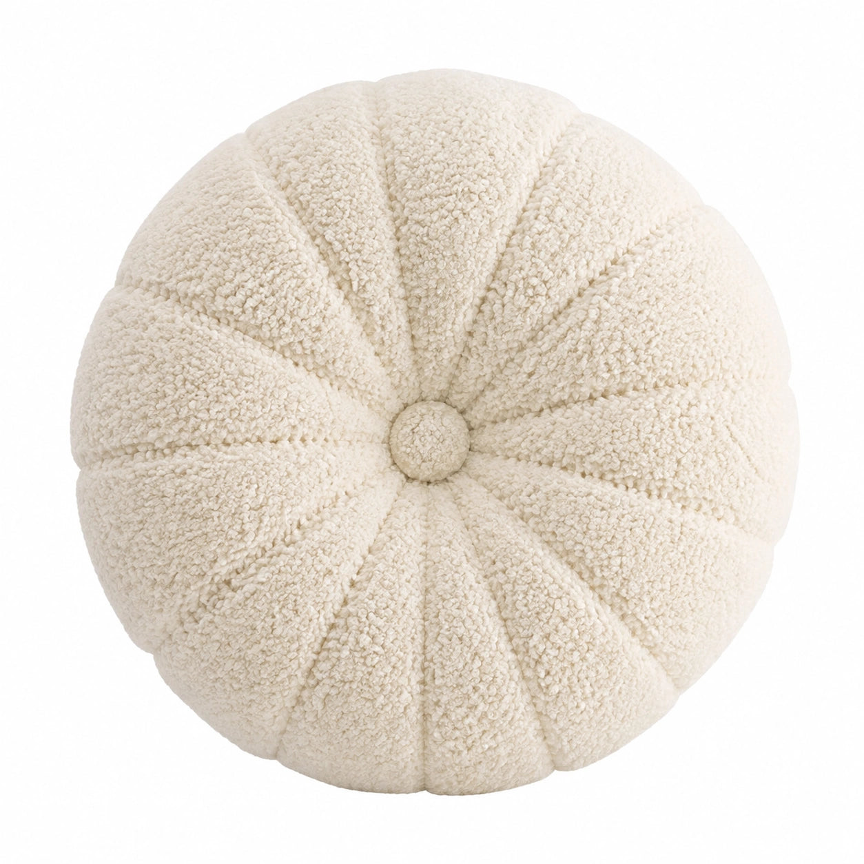 Rundes Zierkissen 45 cm Creme Bouclé Stoff für Sofa und Bett