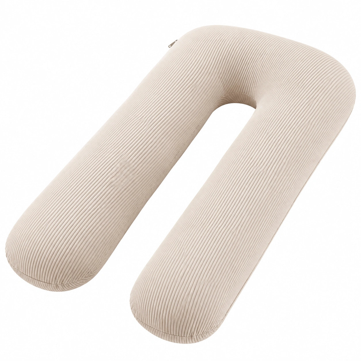 U-förmiges Schwangerschaftskissen 140 cm Cordstoff Creme weich stützend