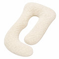 U-förmiges Schwangerschaftskissen 140 cm Creme Teddyfleece für Schlaf und Lagerung