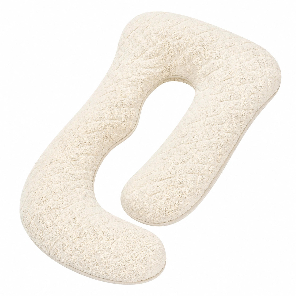 U-förmiges Schwangerschaftskissen 140 cm Creme Teddyfleece für Schlaf und Lagerung