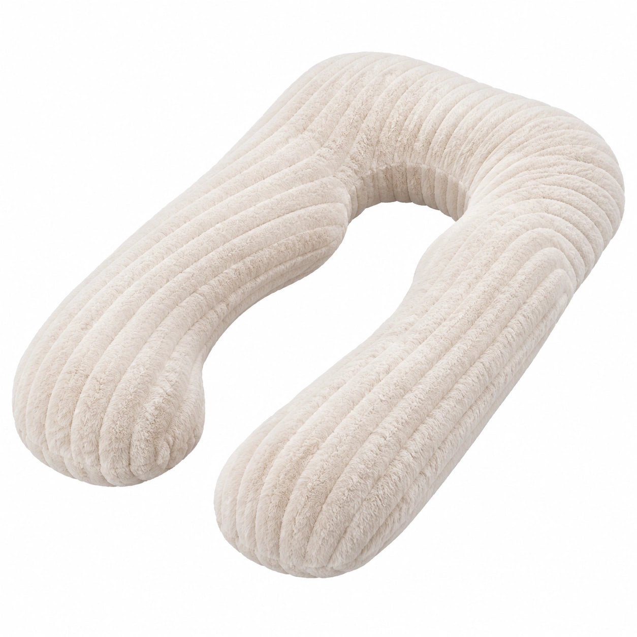 U-förmiges Seitenschläferkissen 130 cm Creme Plüsch stützend