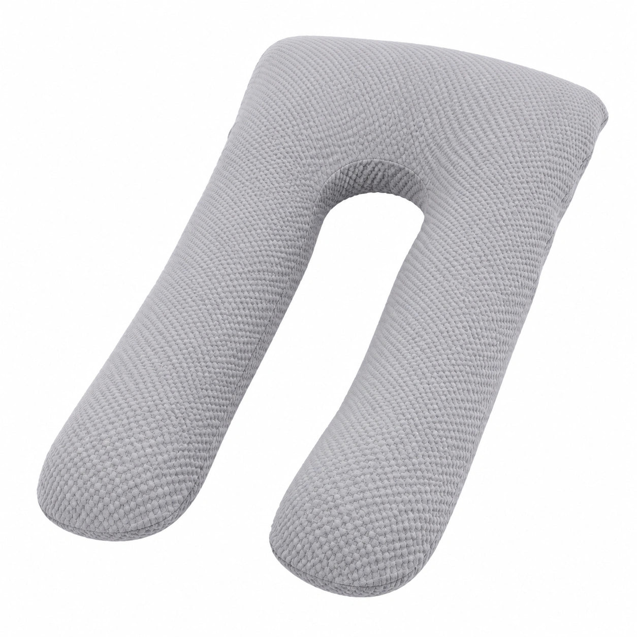 U-förmiges Schwangerschaftskissen 130 cm aus Polyester Grau für Seitenlage mit Stützfunktion
